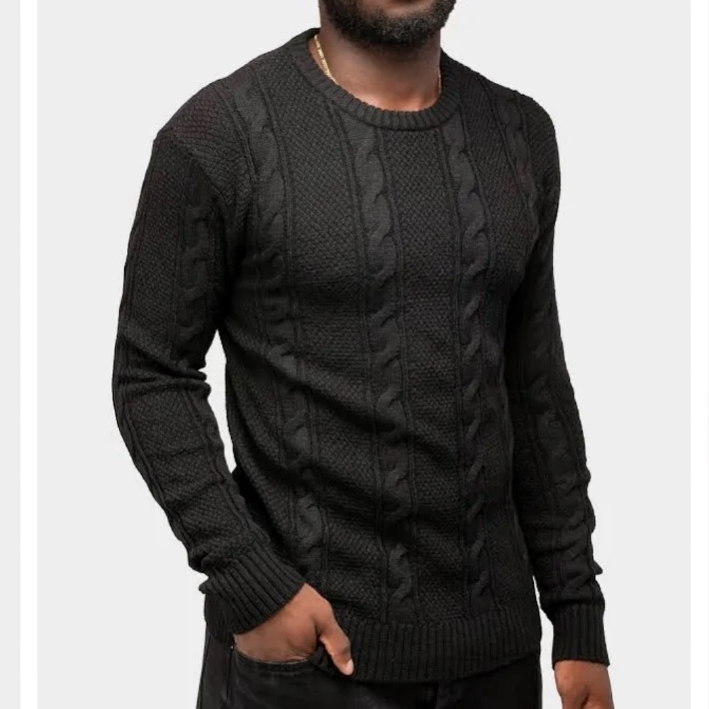 XRay Mens Black Cable Knit Sweater Size 3XL